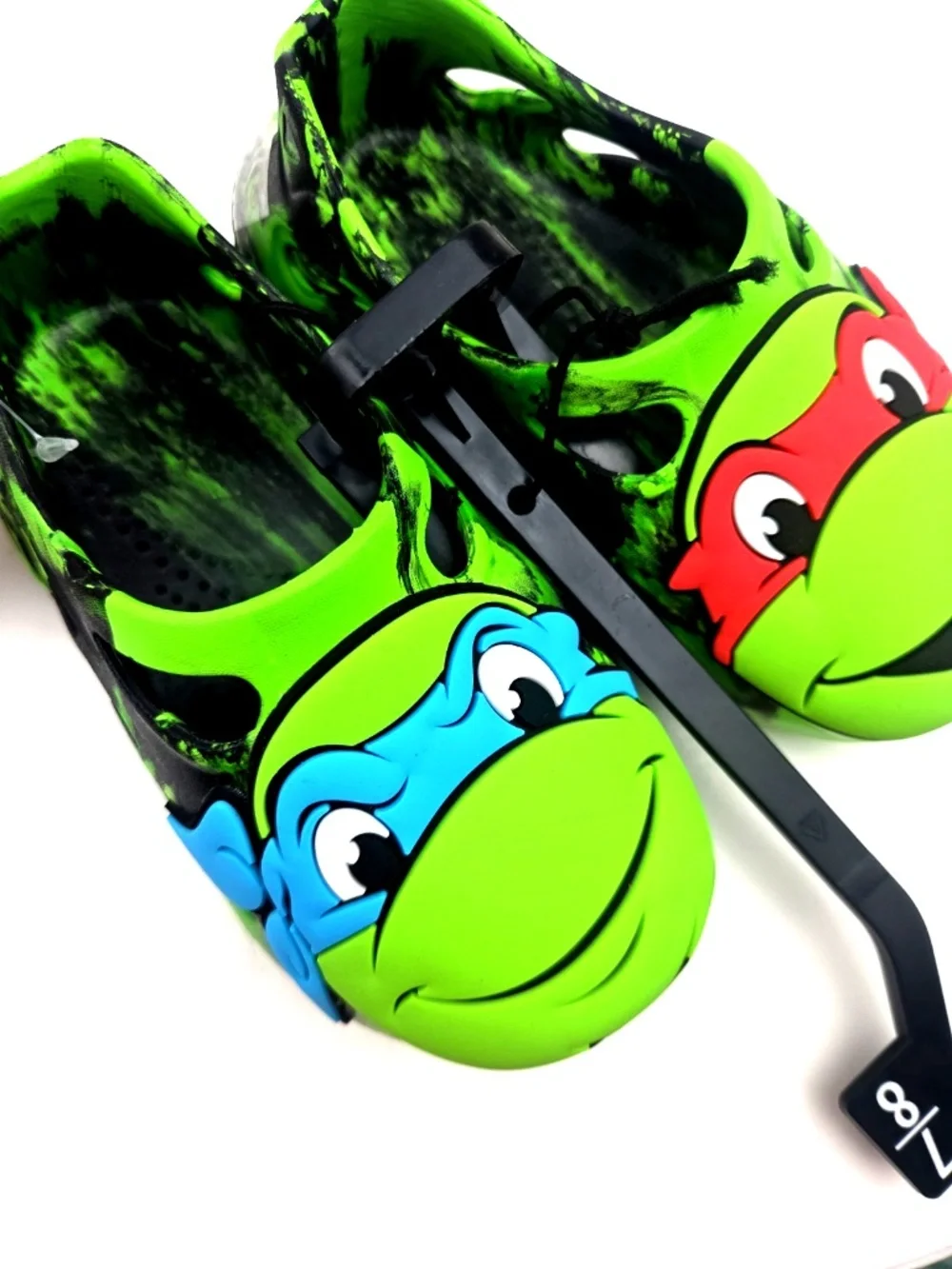TMNT Toddler Sandals Size 7/8  Boys Slip On Green Boys Turtles Rubber Summer